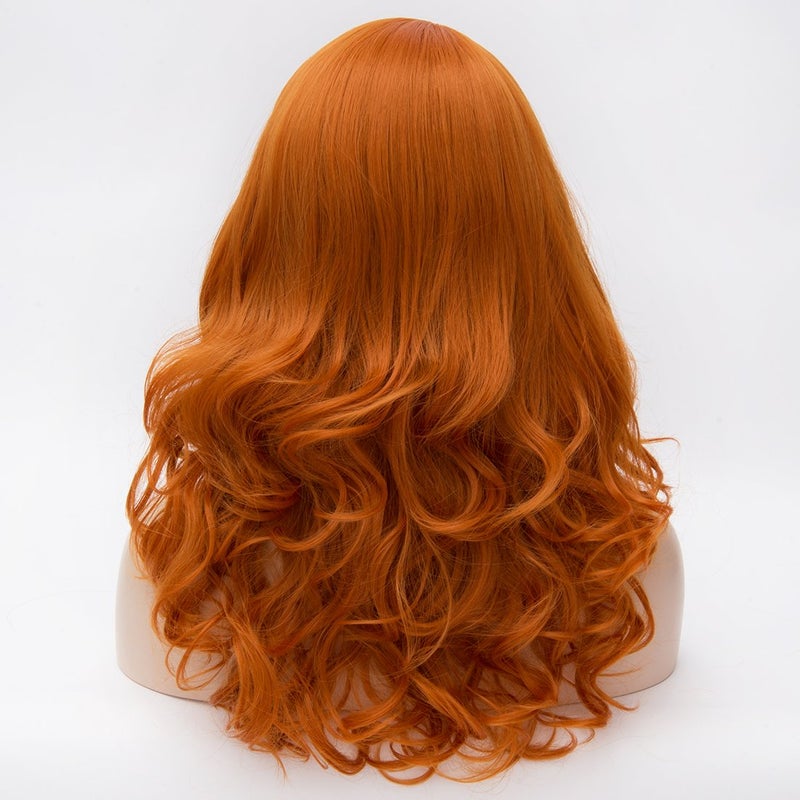 ساينج لين شعر مستعار Cying Lin بطول 45.72 سم طويل مجعد على شكل خلية النحل برتقالي اللون من الألياف المقاومة للحرارة شعر صناعي للحفلات شعر مستعار طبيعي بيلوكا (برتقالي) - Image 3